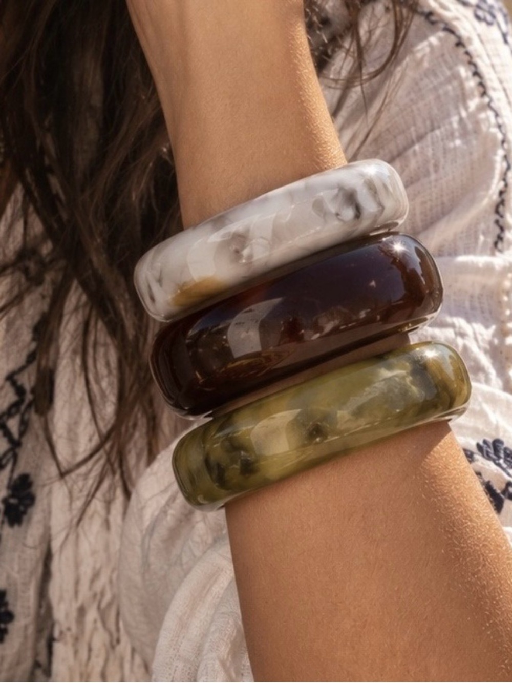 NWT | Natasha Chunky Resin Marbled Bangle Bracelet Set of 3